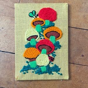 Vintage Mushroom Embroidery Art